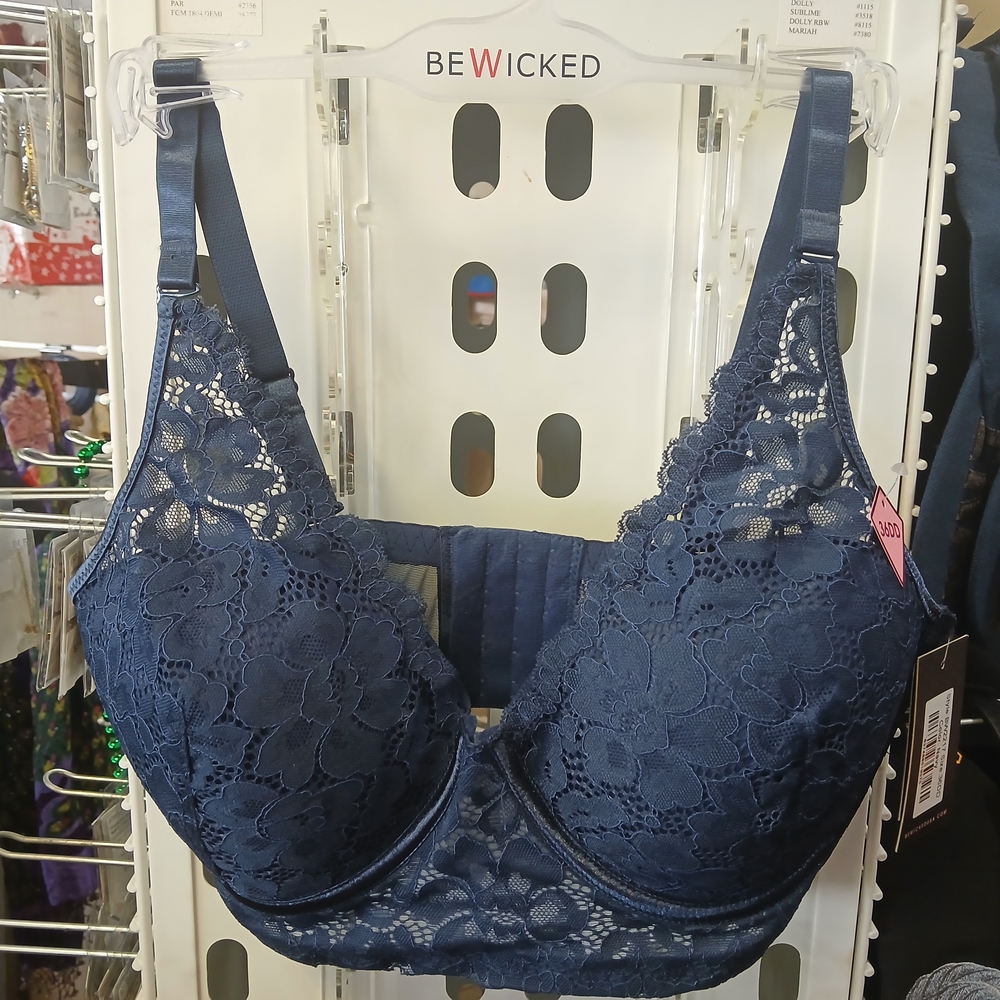 Be Wicked Midnight Blue Lace Bra